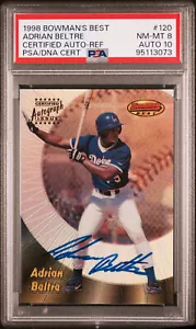 1998 BOWMAN'S BEST REFRACTOR ROOKIE AUTO #120 ADRIAN BELTRE SP /75 PSA 8/10 GEM - Picture 1 of 2