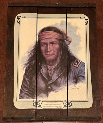 Original Raisinrak Vintage Bill Hampton 1976 Apache Indian Art Print on CA Rack - Image 1 of 4