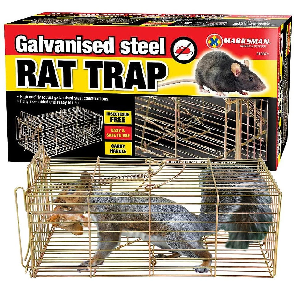 Galvanised Steel Rat Trap Catcher Mice Mouse Rodent Catch Bait Strong Cage - Image 1 of 1