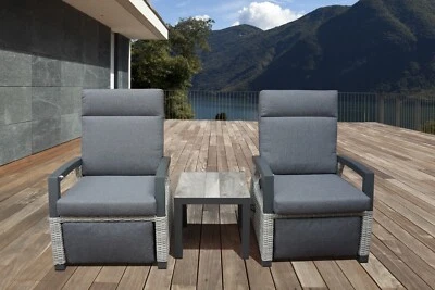 Camilla Reclining Bistro Set with Footrests - Charcoal / Grey - Image 1 of 3