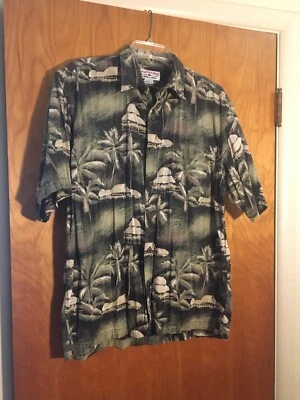 Camisa Hawaiana Hombre Boca Classics Aloha Talla Grande Verde Crema Hojas Árboles Foto 1 de 4