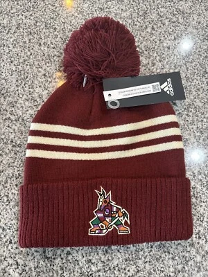 NHL Arizona Coyotes Adidas Winter Soft Warm Knit Winter Red Beanie Pom Pom Hat - Image 1 of 3