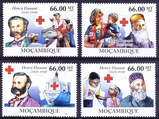 Mozambique 2010 MNH 4v, Red Cross Founder Henri Dunant 100th Death Anniversary - Image 1 of 1