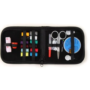 Mini Travel Sewing Kit Case Set Pocket Style Home Needle Thread Scissors Black - Picture 1 of 5