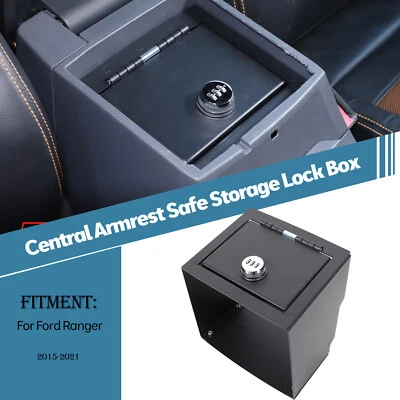 Center Console Gun Safe Storage Box Vault Box Trim For Ford Ranger 2015-21 Black - Image 1 of 4