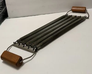 Vtg SAF-TEE HANDLE Spring Chest Exerciser 5 Spring Chest Pull~Wood Handles USA - Picture 1 of 21