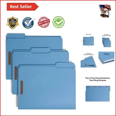 50 Blue Fastener File Folders - Letter Size with Reinforced Tabs & Expandable... - Image 1 of 4