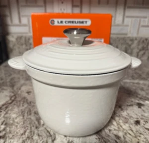 Le Creuset Cast Iron Rice Pot Blanc Shiny White 18cm - Picture 1 of 16