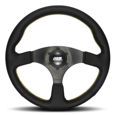 Volante Works Bell Tipo 3 III Cuero Negro Costura Amarilla 350mm JDM Foto 1 de 4