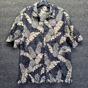 Mens L Hawaiian Shirt Palm Tree Pineapple Short Sleeve Camp Button Batik Bay - Picture 1 of 6
