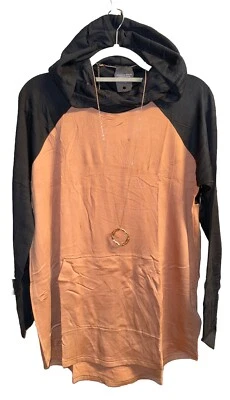 NUEVO CON ETIQUETAS LuLaRoe Grande Camel Marrón y Negro Tejido/Malvavisco Ámbar Sudadera con Capucha Foto 1 de 4