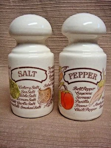 1980 Avon Ceramic Salt & Pepper Shakers w/Colorful  Herb & Spice Design - Picture 1 of 11