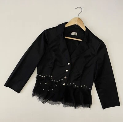 PHILISOPHY DI ALBERTA FERRETTI Women Blazer Black Floral Grommets Size Approx.SM - Image 1 of 4