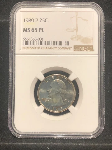 1989 P PROOF LIKE NGC MS65 PL WASHINGTON QUARTER HIGH GRADE! Bright White Coin Cover