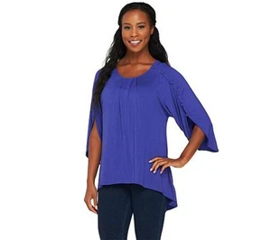 Lisa Rinna Collection Knit Top with Button Sleeve Detail Size XXS NWT QVC $56.00 - Picture 1 of 1