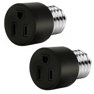 2x 3 Prong Light Socket Adapter E26/E27 Lamp Bulb Socket Outlet Screw-in Socket - Picture 1 of 11