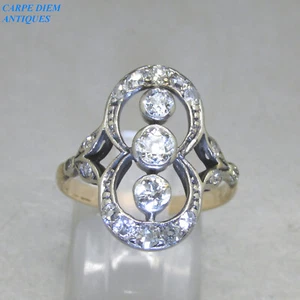 ART DECO DAZZLING 0.90CT OLD CUT DIAMOND 9ct GOLD & PLATINUM RING UK N US 6 1/2 - Picture 1 of 8