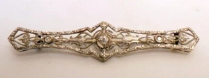 Antique 14K GOLD BAR BROOCH Jewelry Pin Filigree - Picture 1 of 5