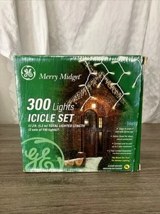 New GE Merry Midget 300 Lights Icicle Set Christmas Lights Clear Indoor Outdoor - Picture 1 of 11