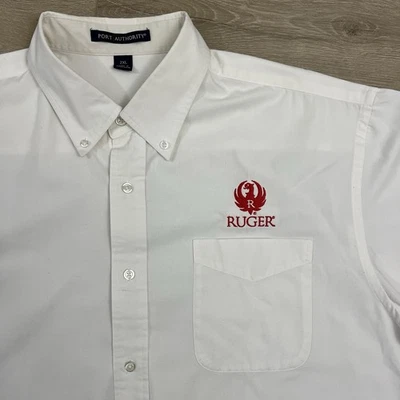 Ruger Firearms Mens 2XL Button Down Long Sleeve White Shirt Gun Ruger Logo - Image 1 of 4