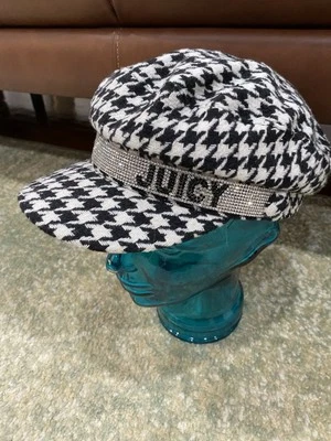 Juicy Couture Negro Clásico Chic Newsboy Brillante Sombrero Visera Gorra Boina con Bling OS Foto 1 de 4