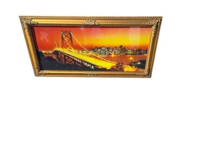 Vintage San Francisco Bay Bridge Glas beleuchtet hinterleuchtet Bild Möwen Sound  - Bild 1 von 6