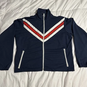 De colección JC Penney Ropa de Tenis Para Hombres Traje de Pista Chaqueta Top Retro Rayas XL 46-48 - Imagen 1 de 7