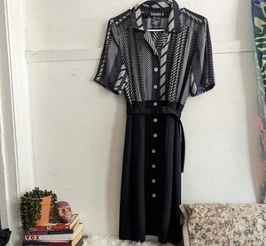 Vintage Escada Belted Navy Pencil Dress Timeless Elegant Secretary Wool Silk M - Picture 1 of 9