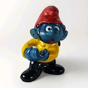 Fireman Super Smurf 40216 Gray Hat Black Jacket Peyo Schleich Toy Incomplete - Picture 1 of 4