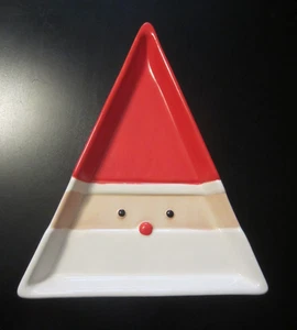 EUC H for Happy Santa Cookie Plate Tray 9" Modern Triangle Christmas Decoration - Picture 1 of 4
