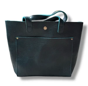 NWOT Portland Leather Goods Mini Crossbody Tote Pebbled Dark Teal Snap Closure - Bild 1 von 3