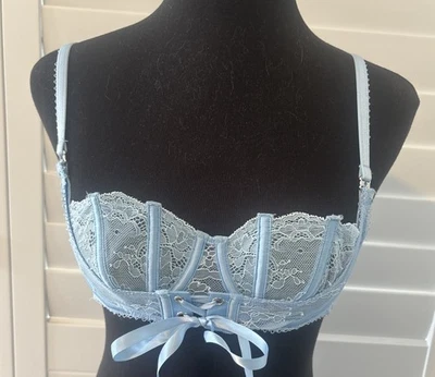 Honey Birdette Rebecca Blue Bell Bra Size 10B 32B NWOT Corset Push-up - image 1 of 4