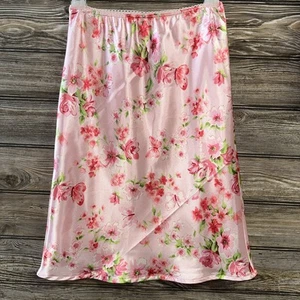 Cherokee girls size M medium 7–8 pink silky floral skirt below the knee lined - Picture 1 of 4
