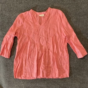 Charter Club Linen Shirt Womens XL Pink Tunic Beach Summer Boating 3/4 Sleeve - Picture 1 of 12