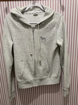 Victoria's Secret женщин «розовый» бренд молнии серый толстовка с капюшоном с любовью розовый на спине - Изображение 1 из 4