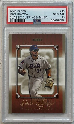 2005 Fleer Classic Clippings 1st Edition #'d /150 Mike Piazza #10 PSA 10 GEM MT - Image 1 of 2