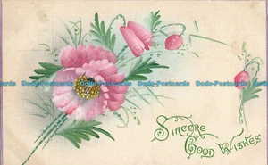 R001634 Greeting Postcard. Sincere Good Wishes. Flowers - Picture 1 of 2