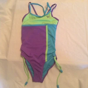 Justice swimsuit Size 6 purple 1 piece outfit beads metallic girls - Picture 1 of 4