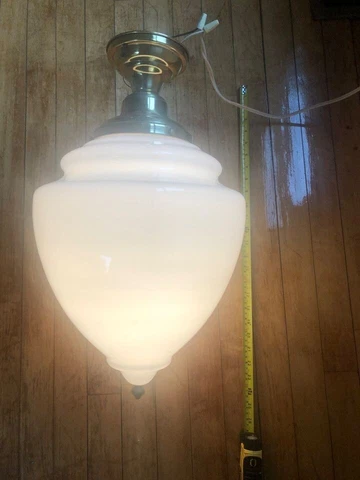 HUGE Antique Victorian early 1900's Ceiling Mount Milkglass Light Fixture Cover