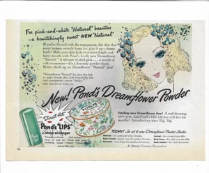 1943 Vtg POND'S Dreamflower Powder Print Ad - a bewitchingly sweet New Natural - Picture 1 of 2