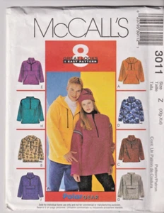 3011 McCALLS 8 Looks - Half Zip TOP & HAT - UNISEX Sz XL/XXL 46/52" Chest - Imagen 1 de 2