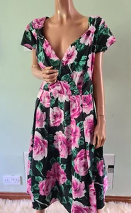 Scarlett & JO 26 1950s Swing Dance Style Netted Floral Summer Dress - Picture 1 of 6