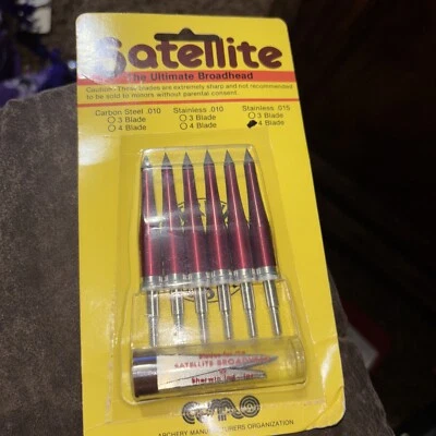 Archery Manufactures Organization Satellite 4 Blade Fixed Broadheads.  6 Pack - Image 1 of 2