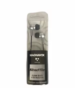 Magnavox Shuffle In Ear Headphones Clear Bass In Ear Headphones Silver NEW - Picture 1 of 4