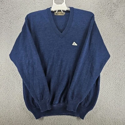 Suéter azul 100 % lana con cuello en V resistente al encogimiento de la colección Monte Carlo para hombre talla 44 Foto 1 de 4