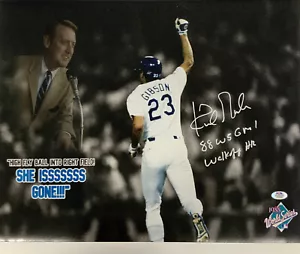 KIRK GIBSON DODGERS SIGNED 16X20 PHOTO EDIT W/ SCULLY "88WS GM 1 WALKOFF HR" PSA - Picture 1 of 3