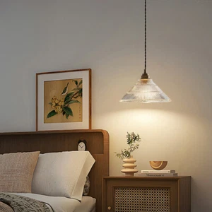 Antique Brass Semi Flush Mount Ceiling Light 1 Head Cone Shade Pendant Light - Picture 1 of 9