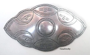 #4171 LARGE ANTIQUED STERLING SILVER PLATED HILL TRIBE BARRETTE COMPONENT - 1 Pc - Picture 1 of 2