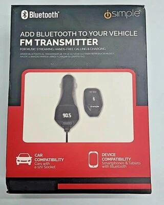 Bluetooth FM Transmitter for Music Streaming, Charging, USB Drive Hands Free Foto 1 de 2