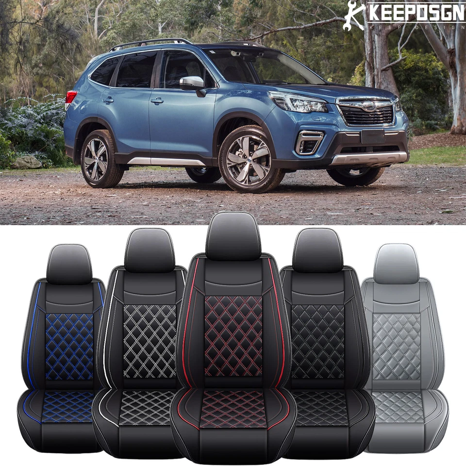 Juego completo de funda de asiento de coche delantero + trasero de cuero de lujo para Subaru Forester Foto 1 de 4